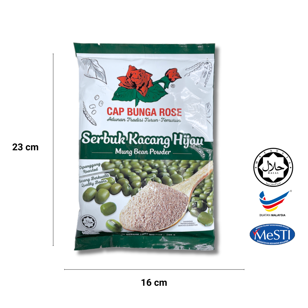 [Carton] Serbuk Kacang Hijau Cap Bunga Rose 400gm 