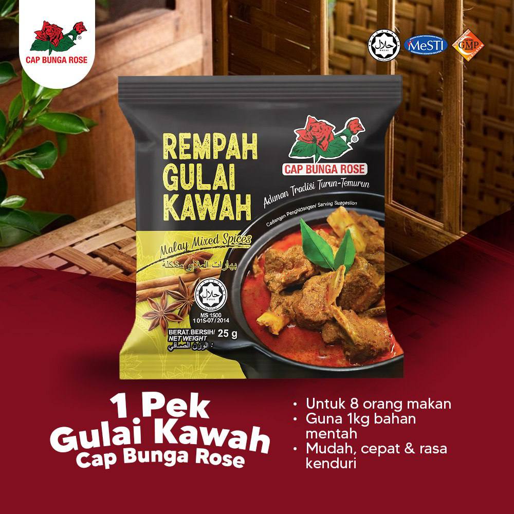 Rempah Gulai Kawah Cap Bunga Rose 25gm