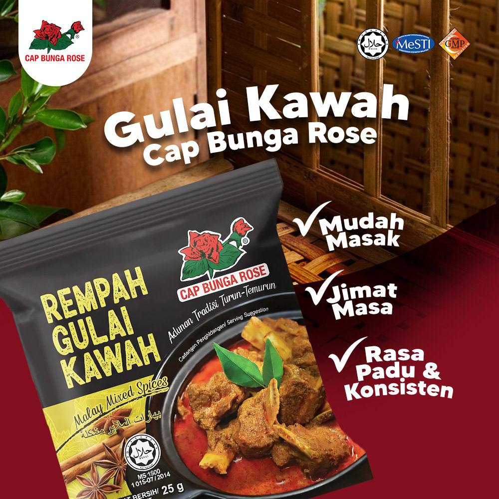 Rempah Gulai Kawah Cap Bunga Rose 25gm