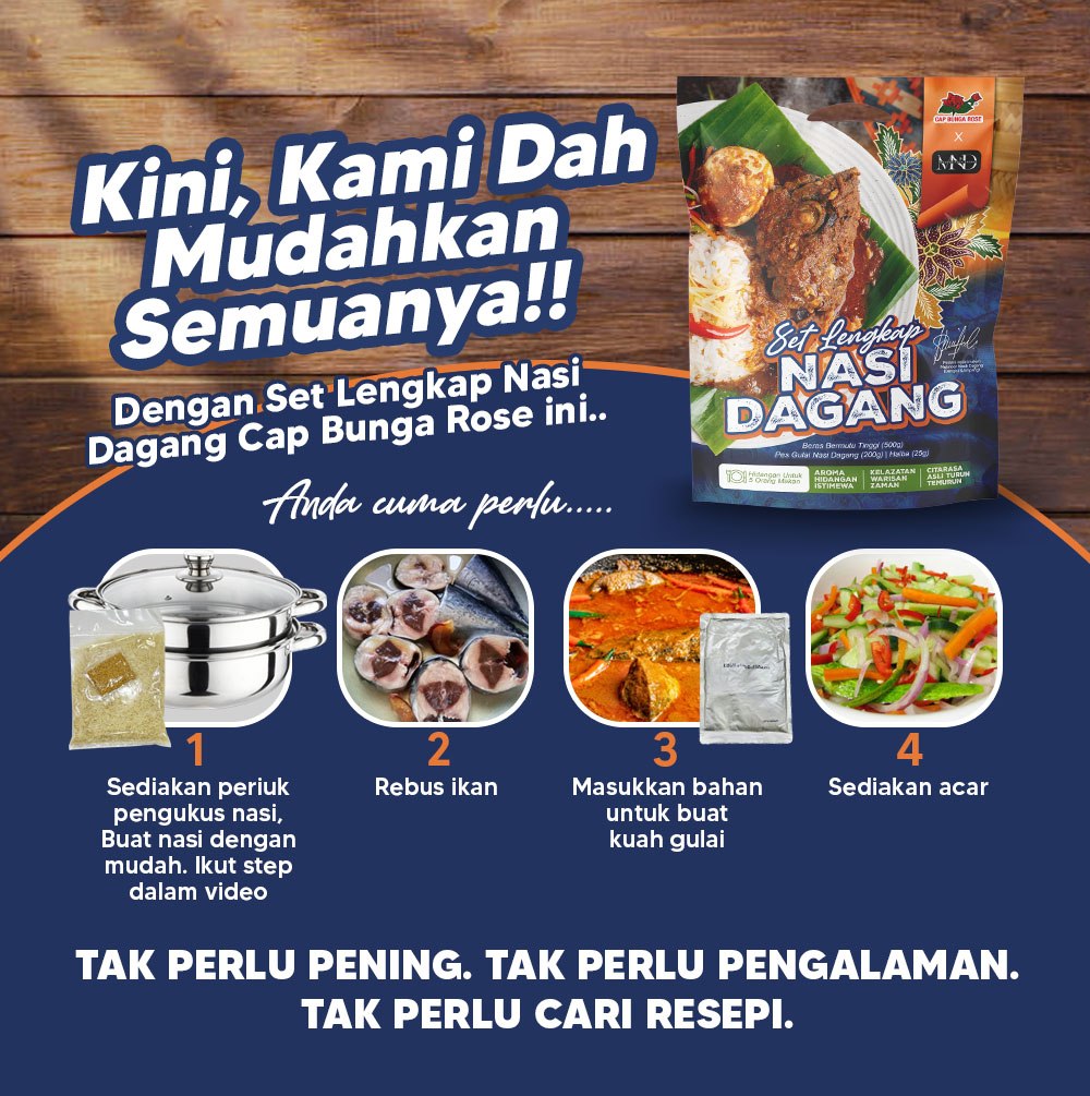 Set Lengkap Nasi Dagang Cap Bunga Rose 500g