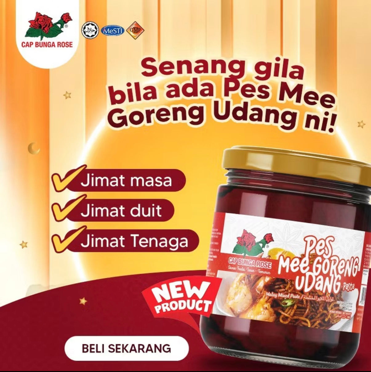 Pes Mee Goreng Udang Cap Bunga Rose 200gm