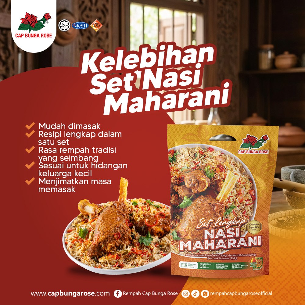 Set Lengkap Nasi Maharani Cap Bunga Rose 610gm