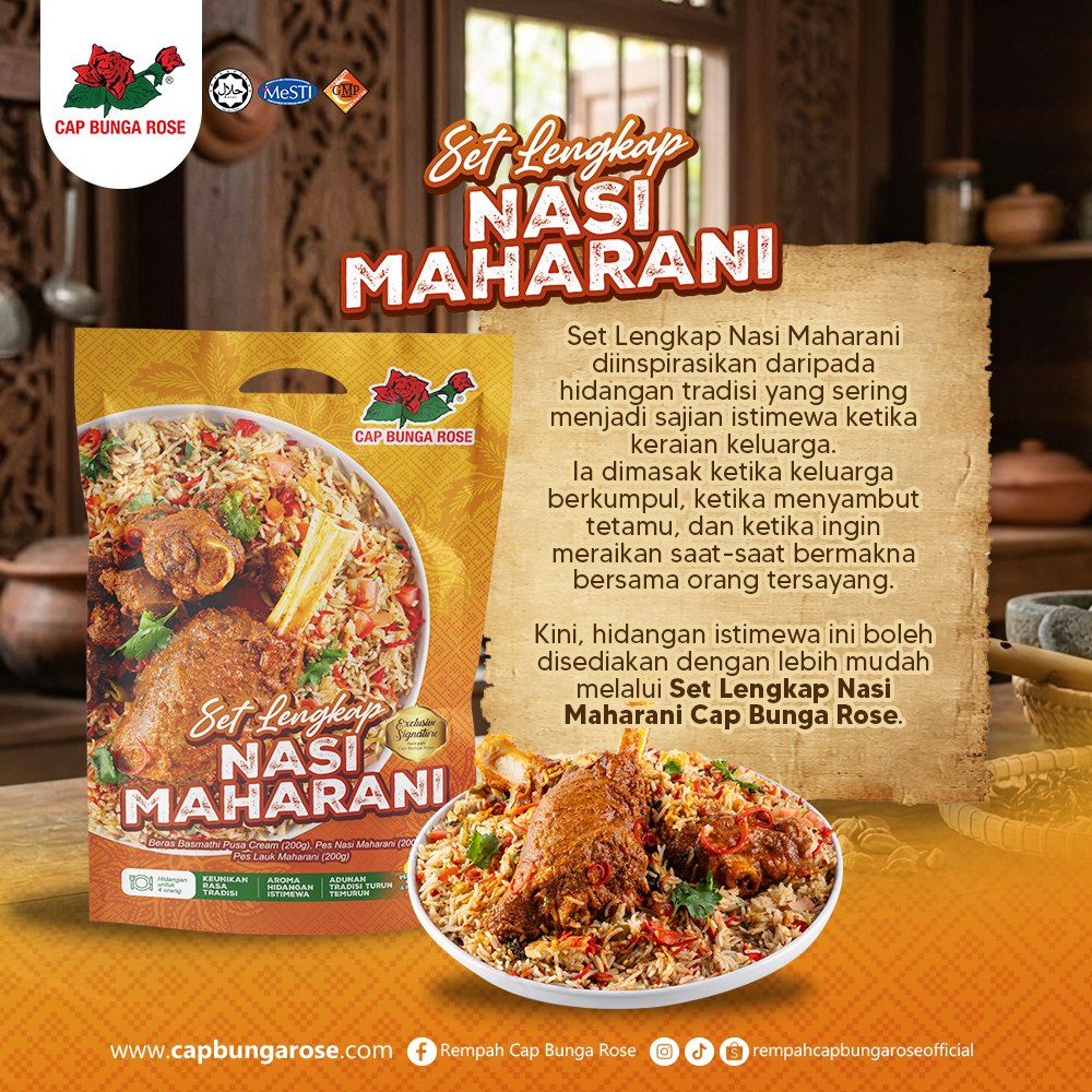 Set Lengkap Nasi Maharani Cap Bunga Rose 610gm