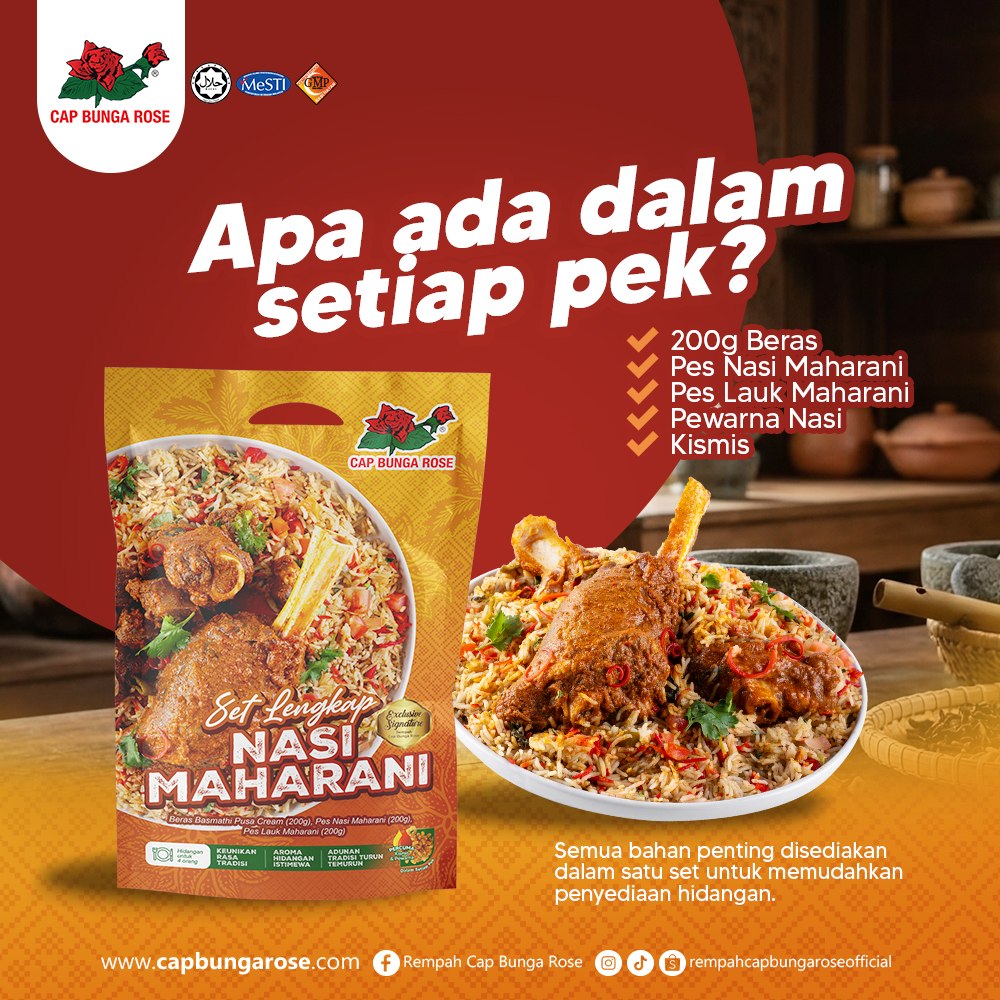 Set Lengkap Nasi Maharani Cap Bunga Rose 610gm